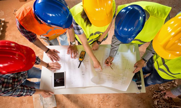 Group of construction workers
