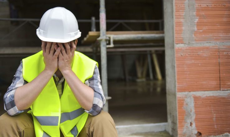 Frustrated construction worker