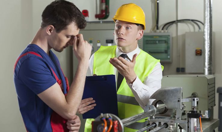 Construction worker getting in trouble