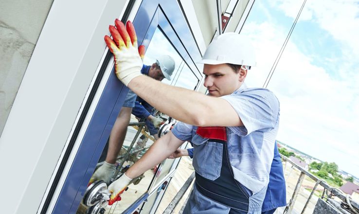 Man installing glass
